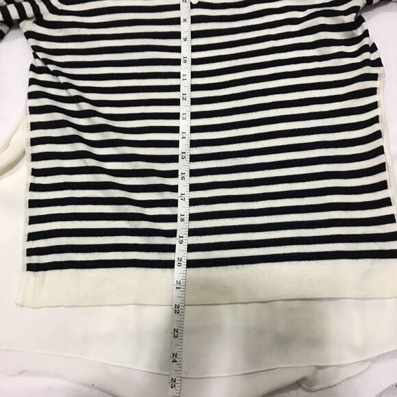 Striped V-Neck Sweater - Black and White - Picture 9 of 9